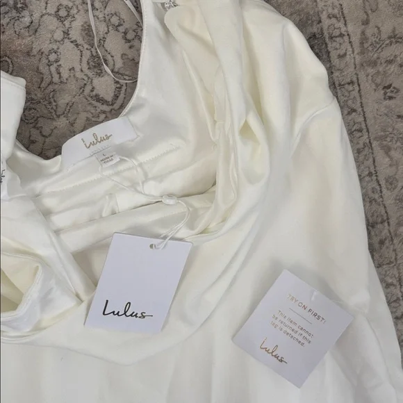 Lulus Loving Fate White Bow Square Neck Backless Maxi Dress Size Large Bridal - Picture 5 of 9